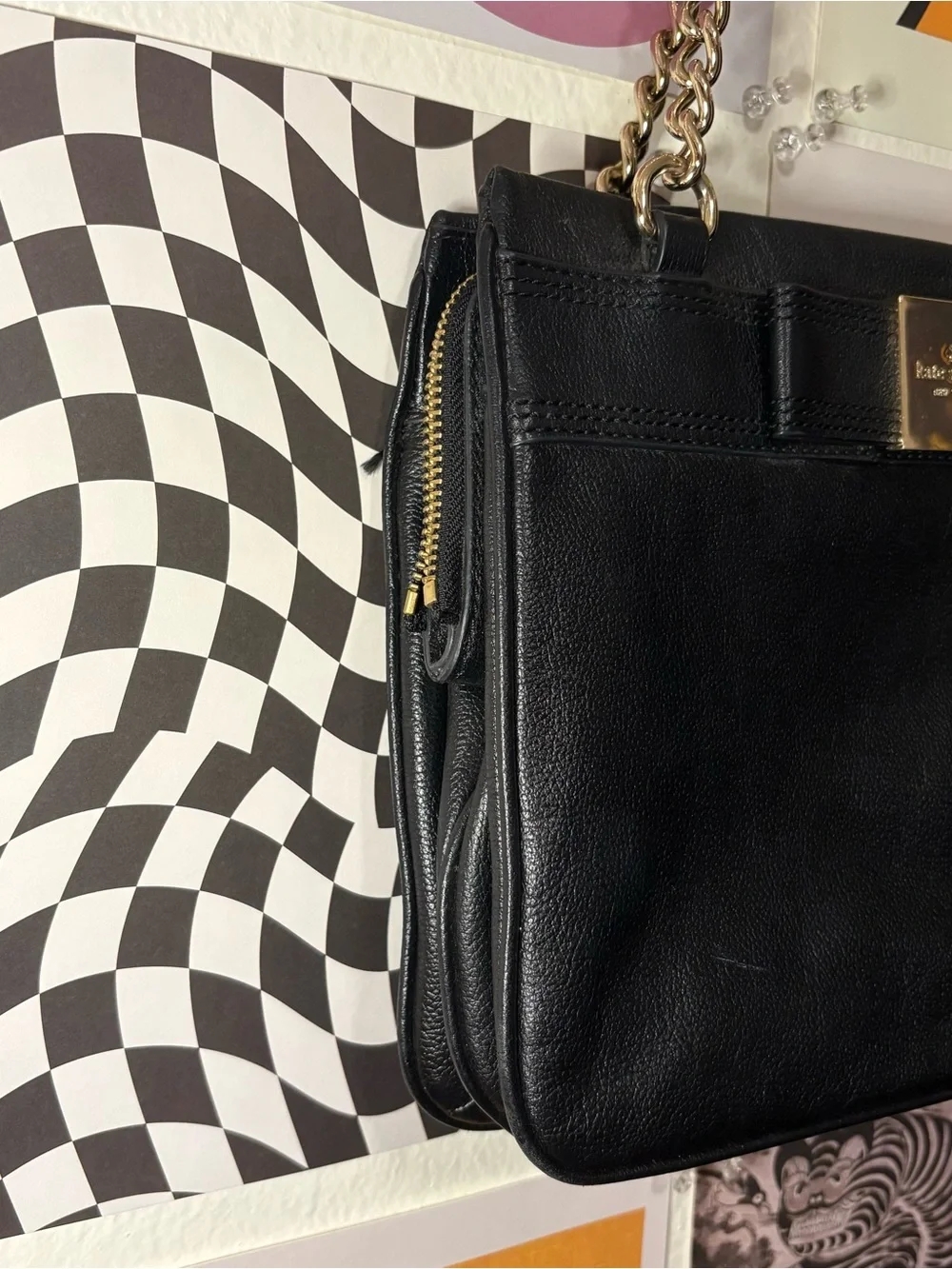 kate spade Black Leather Chain-Handle Shoulder Bag